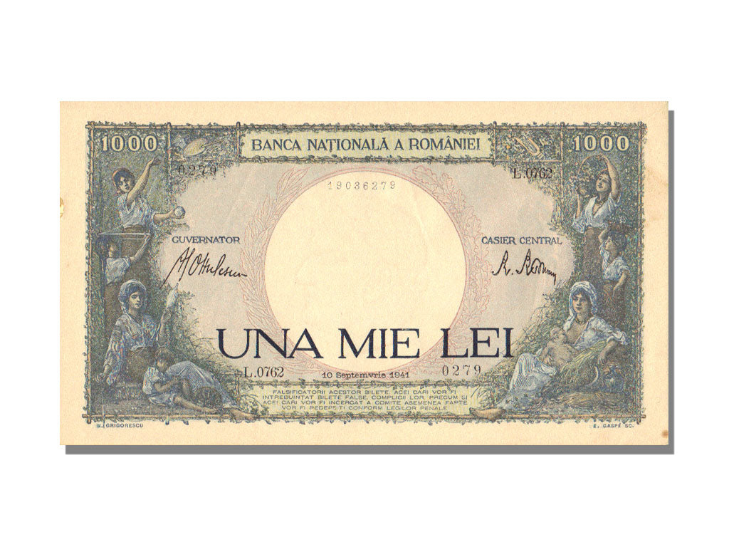 Banknote, Romania, 1000 Lei, 1941, 1941-09-10, KM:52a, UNC(63)