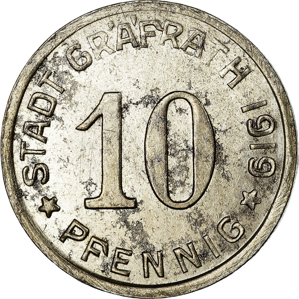 Coin, Germany, Stadt Gräfrath, Gräfrath, 10 Pfennig, 1919, AU(55-58), Iron