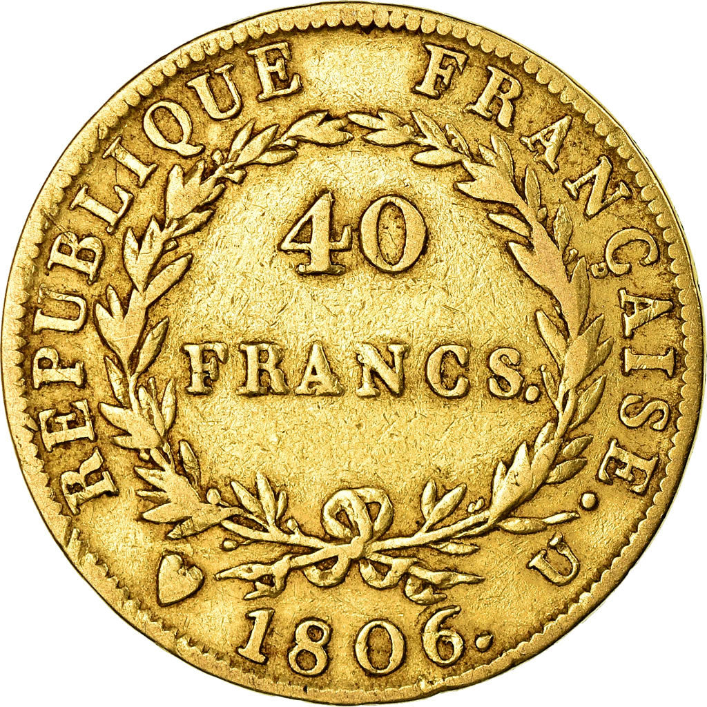 Coin, France, Napoléon I, 40 Francs, 1806, Torino, VF(20-25), Gold, KM:675.5
