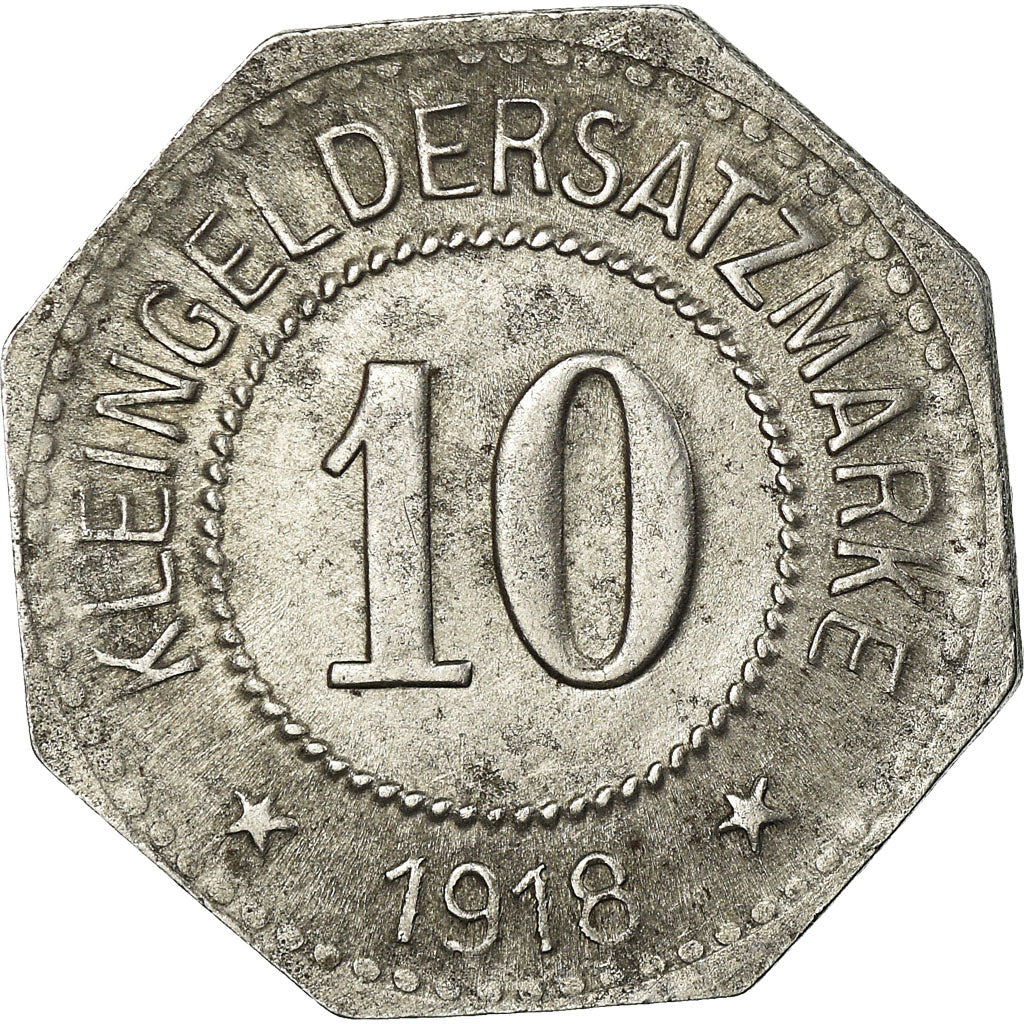 Moneta, Germania, Kleingeldersatzmarke, Hersfeld, 10 Pfennig, 1918, BB+, Ferro