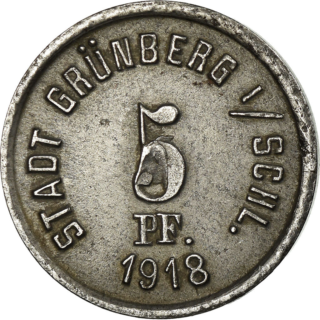 Moneta, Germania, Stadt Grünberg, Kriegsgeld, Grünberg, 5 Pfennig, 1918, BB+