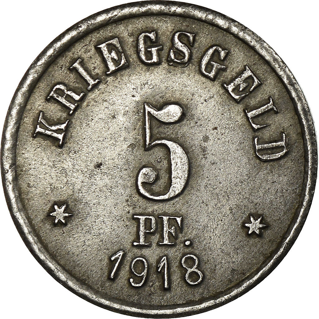 Moneta, Germania, Stadt Grünberg, Kriegsgeld, Grünberg, 5 Pfennig, 1918, BB+
