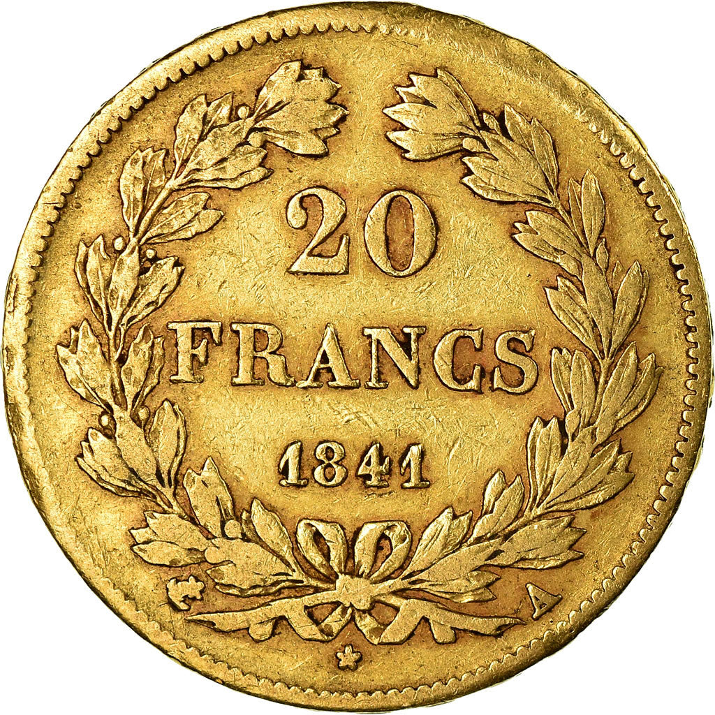 Moneda, Francia, Louis-Philippe, 20 Francs, 1841, Paris, BC+, Oro, KM:750.1
