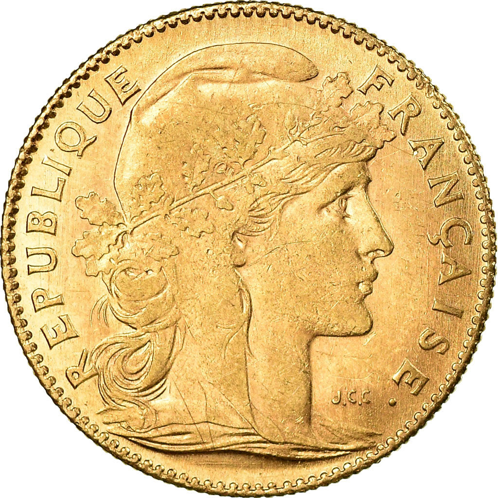 Moeda, França, Marianne, 10 Francs, 1912, Paris, VF(30-35), Dourado, KM:846