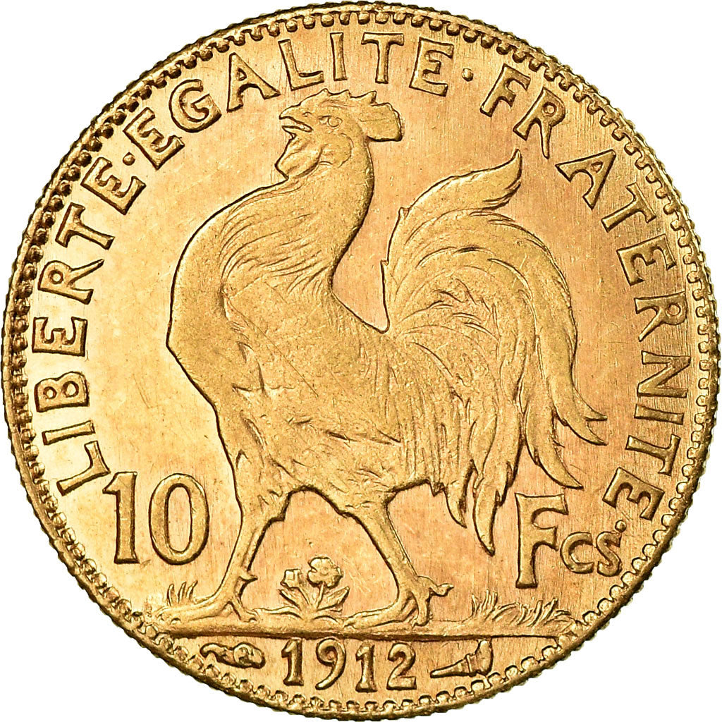 Moeda, França, Marianne, 10 Francs, 1912, Paris, VF(30-35), Dourado, KM:846