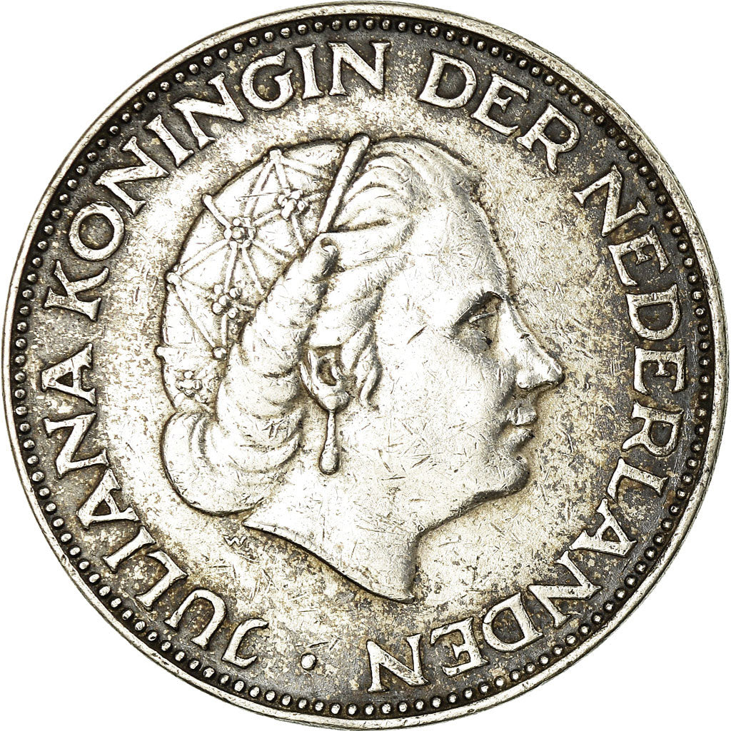 Coin, Netherlands, Juliana, 2-1/2 Gulden, 1966, EF(40-45), Silver, KM:185