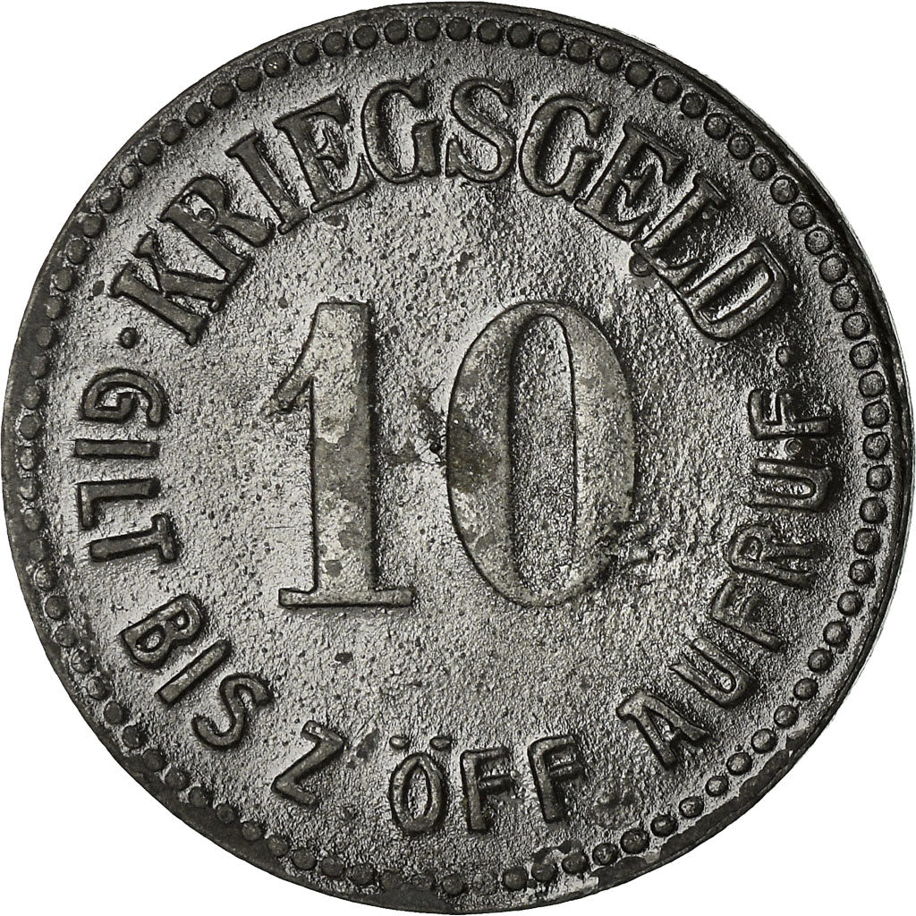 Coin, Germany, Stadt Glatz, Kriegsgeld, Glatz, 10 Pfennig, EF(40-45), Zinc