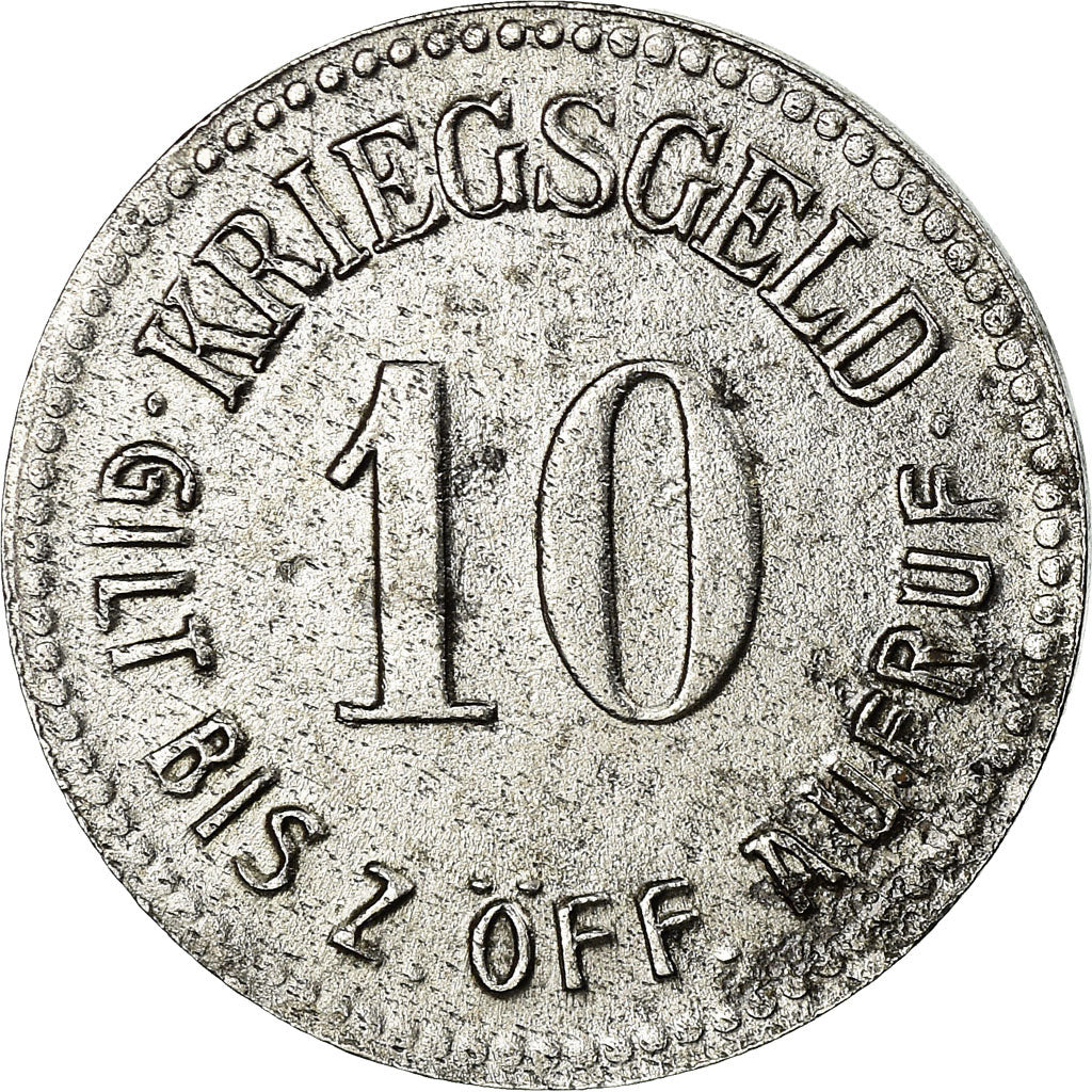 Coin, Germany, Stadt Glatz, Kriegsgeld, Glatz, 10 Pfennig, EF(40-45), Iron