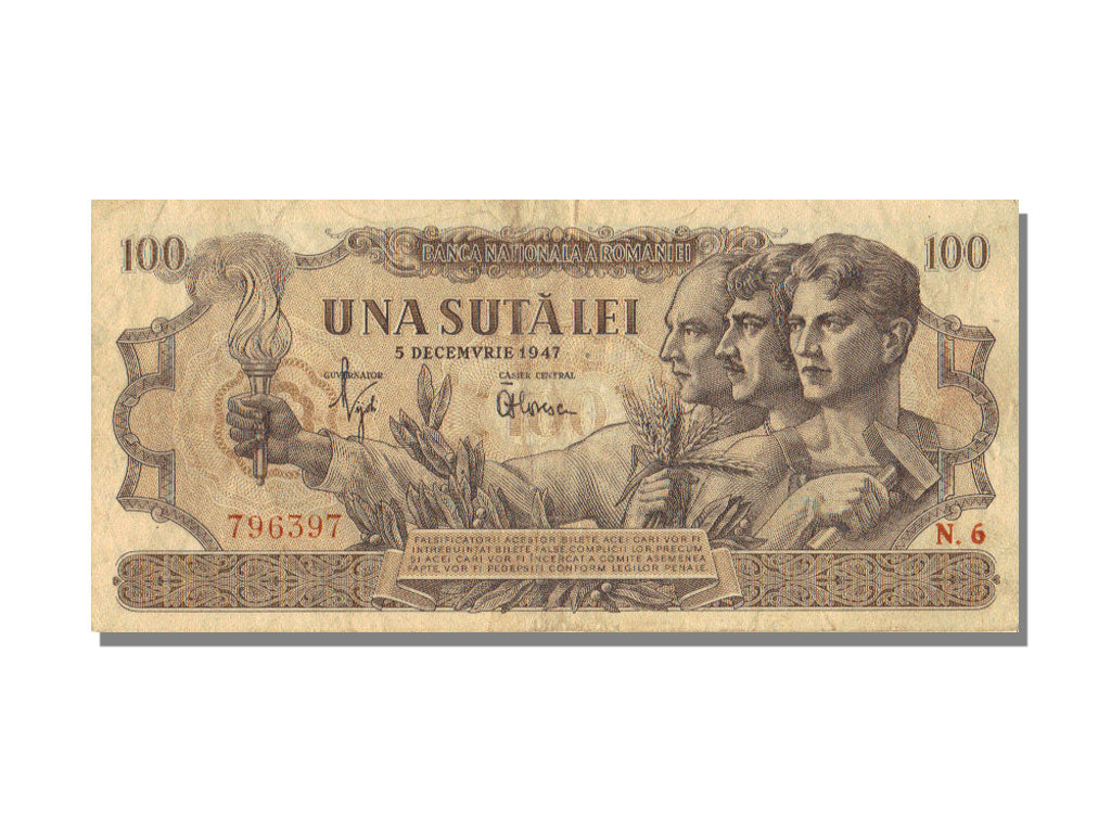 Romania, 100 Lei, 1947, KM #65, 1947-12-05, EF(40-45), N.6
