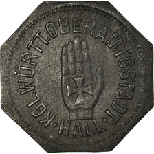 Coin, Germany, Kleingeldersatzmarke, Hall, 5 Pfennig, 1917, AU(50-53), Zinc