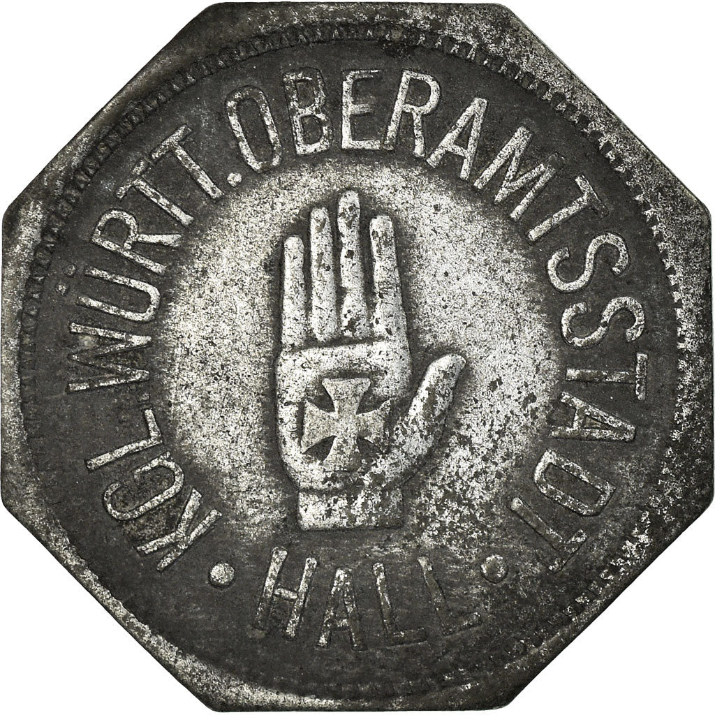 Coin, Germany, Kleingeldersatzmarke, Hall, 10 Pfennig, 1917, EF(40-45), Zinc