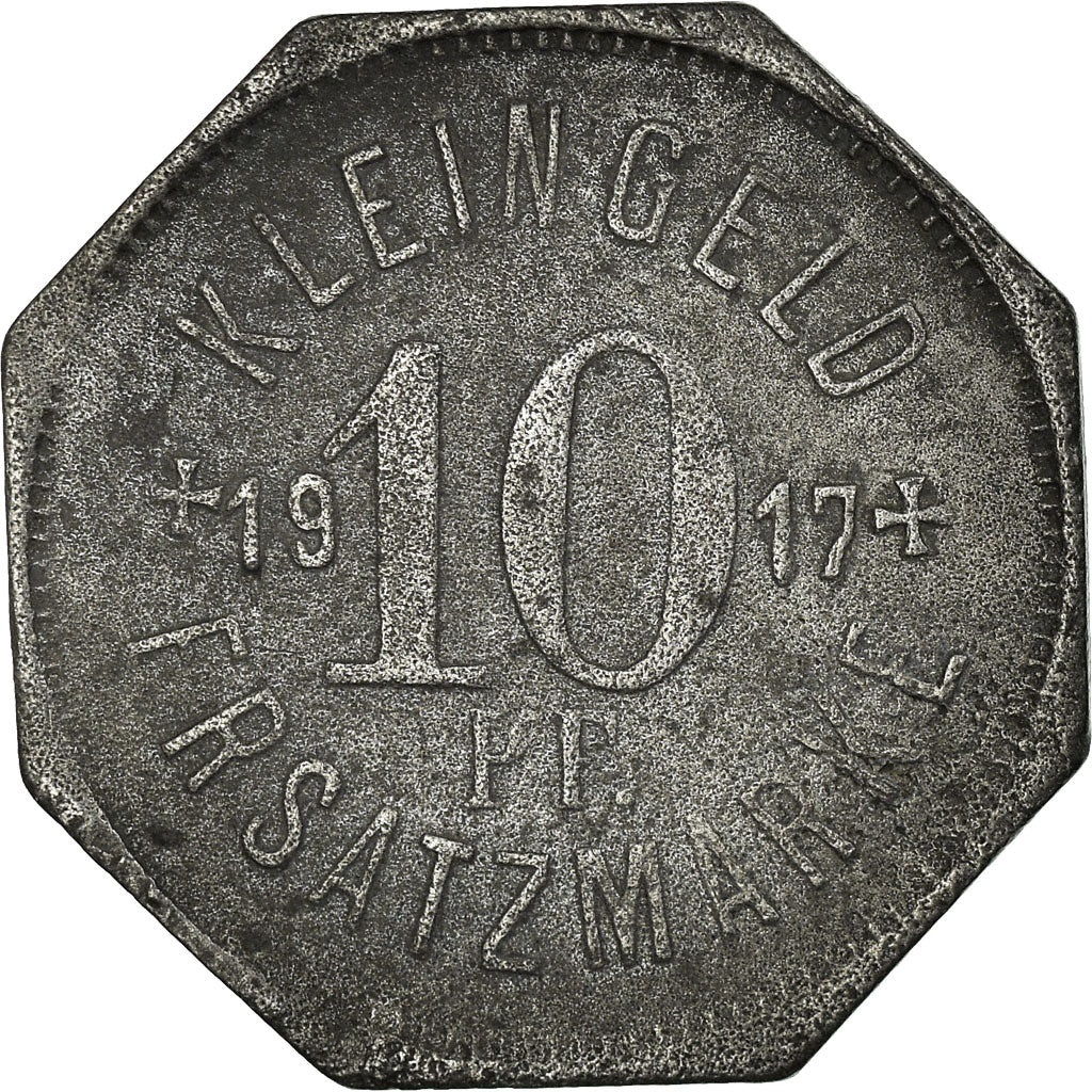 Coin, Germany, Kleingeldersatzmarke, Hall, 10 Pfennig, 1917, EF(40-45), Zinc
