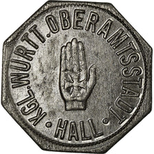 Coin, Germany, Kleingeldersatzmarke, Hall, 10 Pfennig, 1918, AU(50-53), Iron