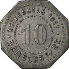 Moneta, Germania, Hamborn a RH, Kriegsgeld, Hamborn, 10 Pfennig, 1917, BB, Zinco
