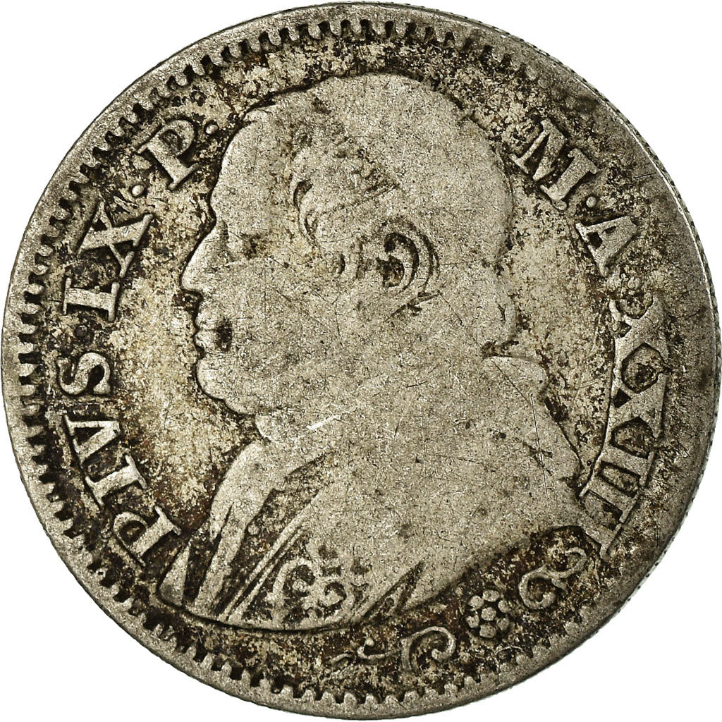 Moneta, STATI ITALIANI, PAPAL STATES, Pius IX, 10 Soldi, 50 Centesimi, 1868