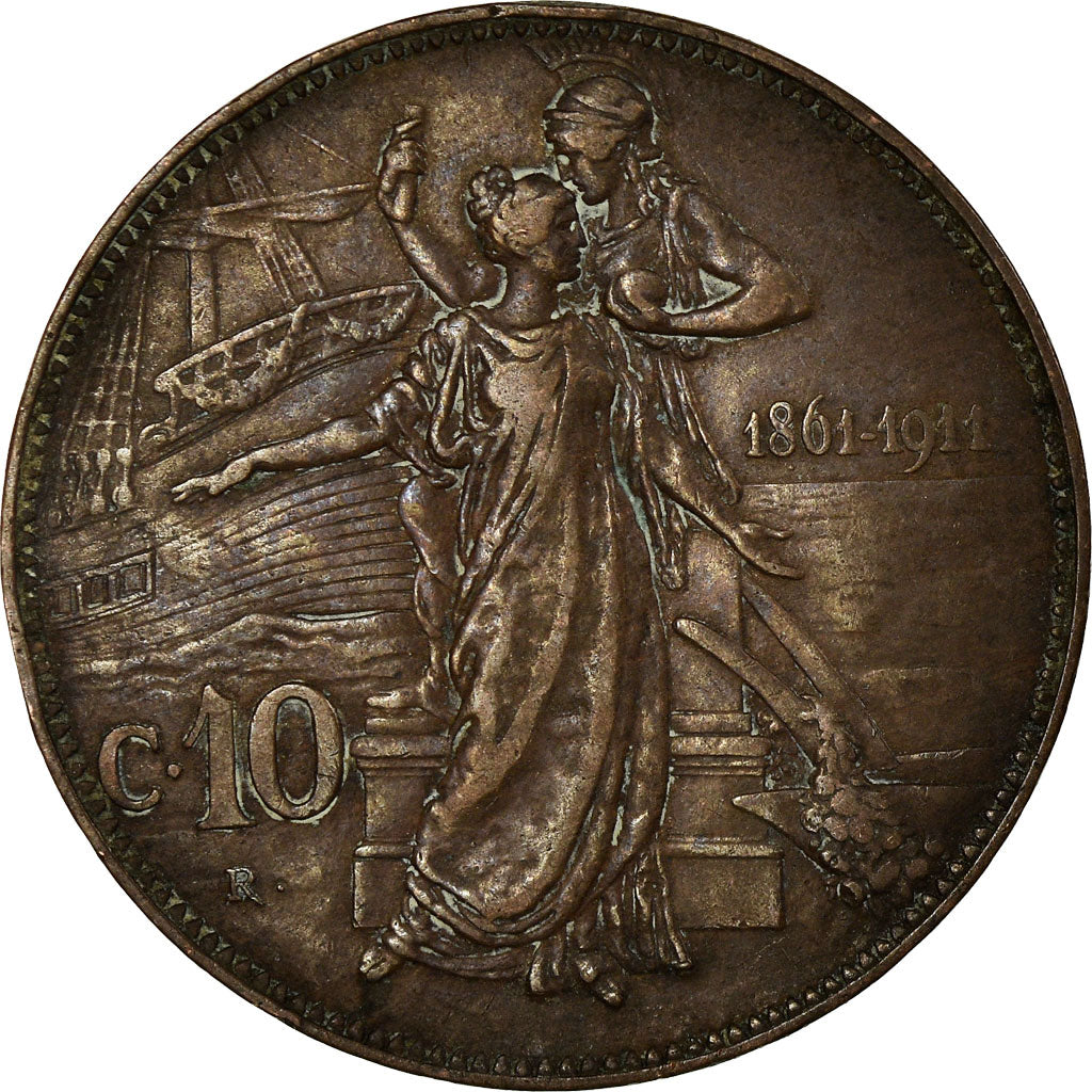 Monnaie, Italie, Vittorio Emanuele III, 10 Centesimi, 1911, Rome, TB+, Bronze