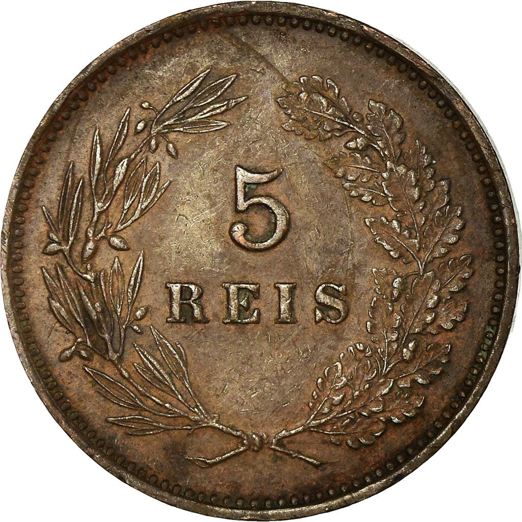 Moneda, Portugal, Carlos I, 5 Reis, 1906, MBC+, Bronce, KM:530