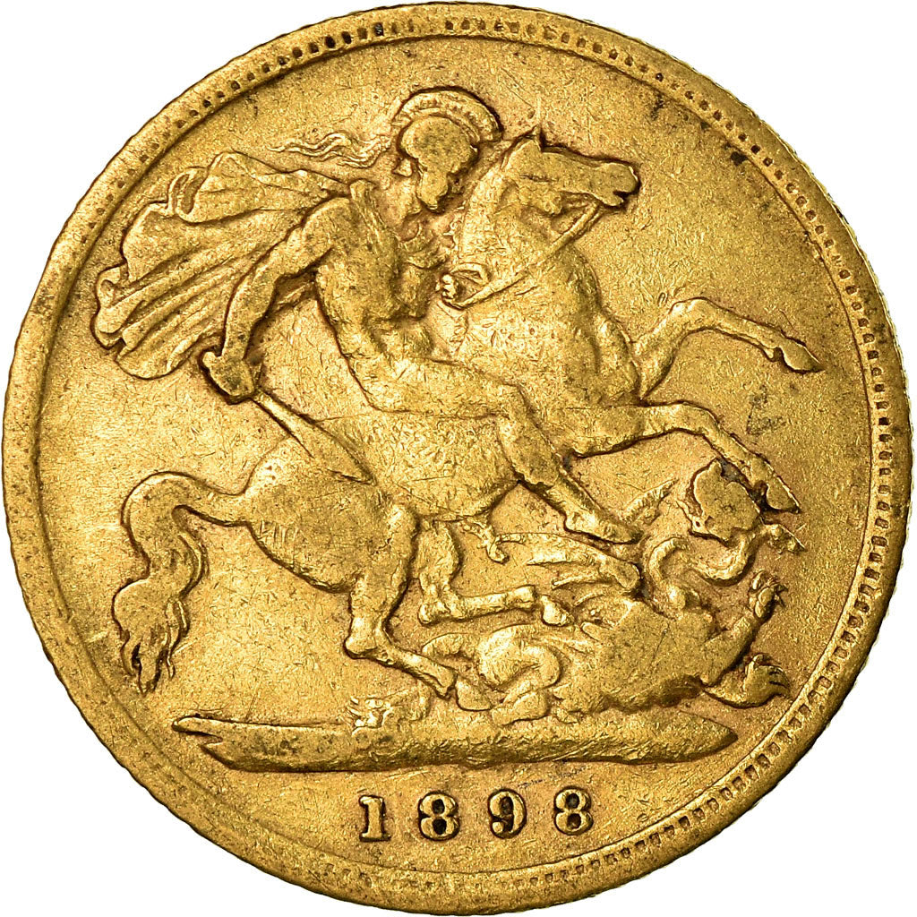 Monnaie, Grande-Bretagne, Victoria, 1/2 Sovereign, 1898, TTB, Or, KM:784
