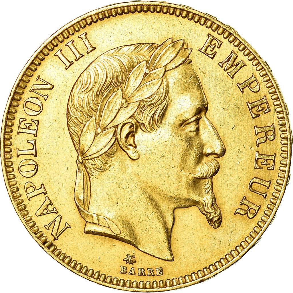 Coin, France, Napoleon III, 100 Francs, 1869, Paris, AU(50-53), Gold, KM:802.1