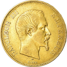 Moneda, Francia, Napoleon III, 100 Francs, 1857, Paris, BC+, Oro, KM:786.1
