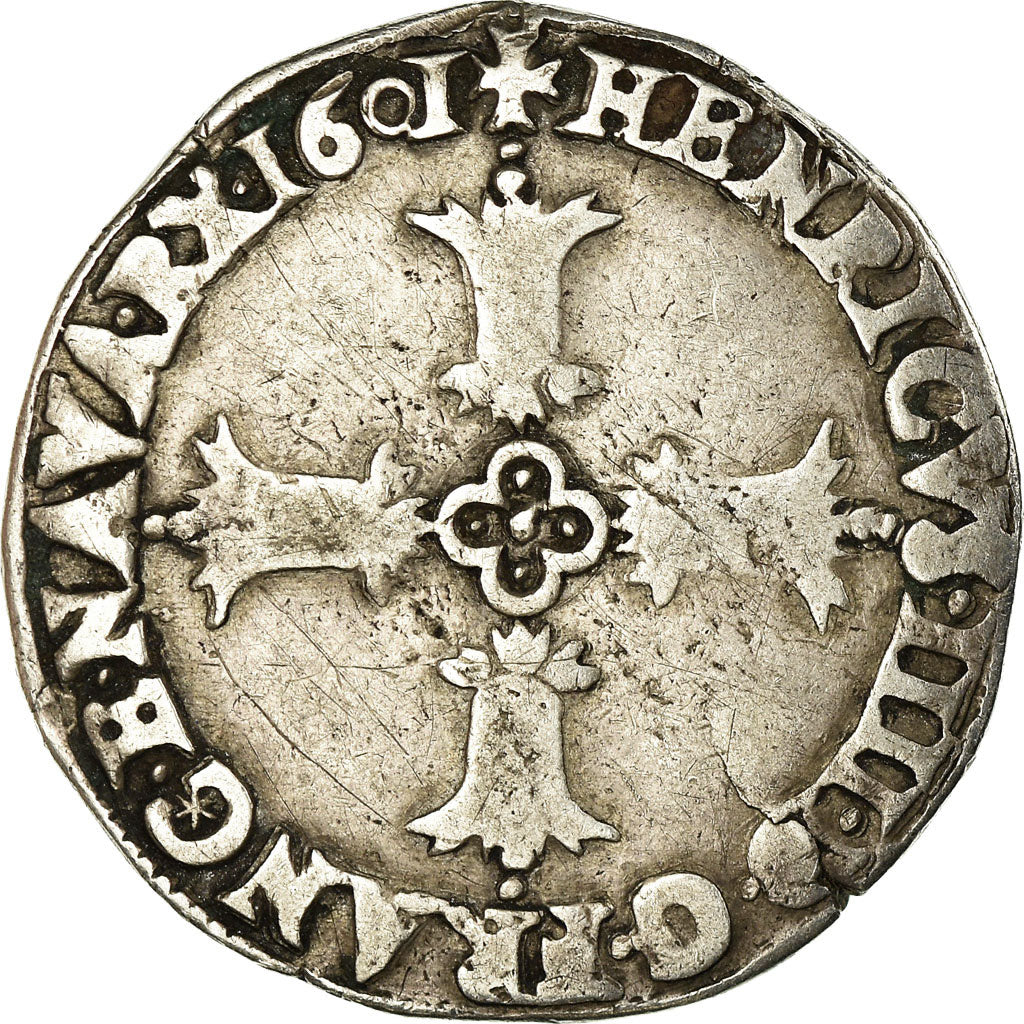 Moneta, Francia, Henri IV, 1/4 Ecu, 1601, Bayonne, MB+, Argento, Sombart:4686