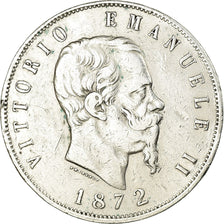 Coin, Italy, Vittorio Emanuele II, 5 Lire, 1872, Milan, VF(30-35), Silver