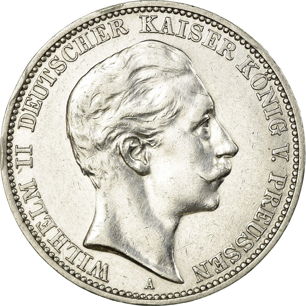 Coin, German States, PRUSSIA, Wilhelm II, 3 Mark, 1909, Berlin, EF(40-45)