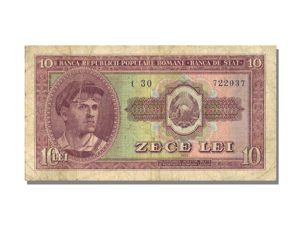 Romania, 10 Lei, 1952, KM #88b, VF(20-25), T30