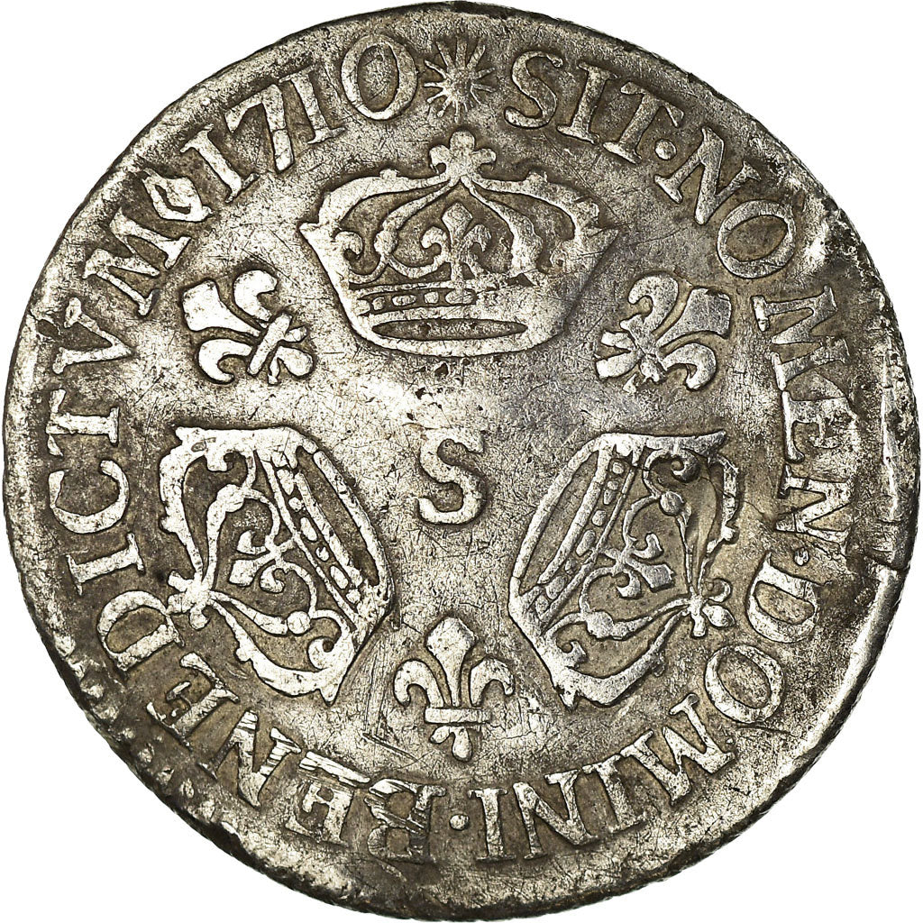 Coin, France, Louis XIV, 1/10 Écu aux 3 couronnes, 1710, Reims, VF(30-35)