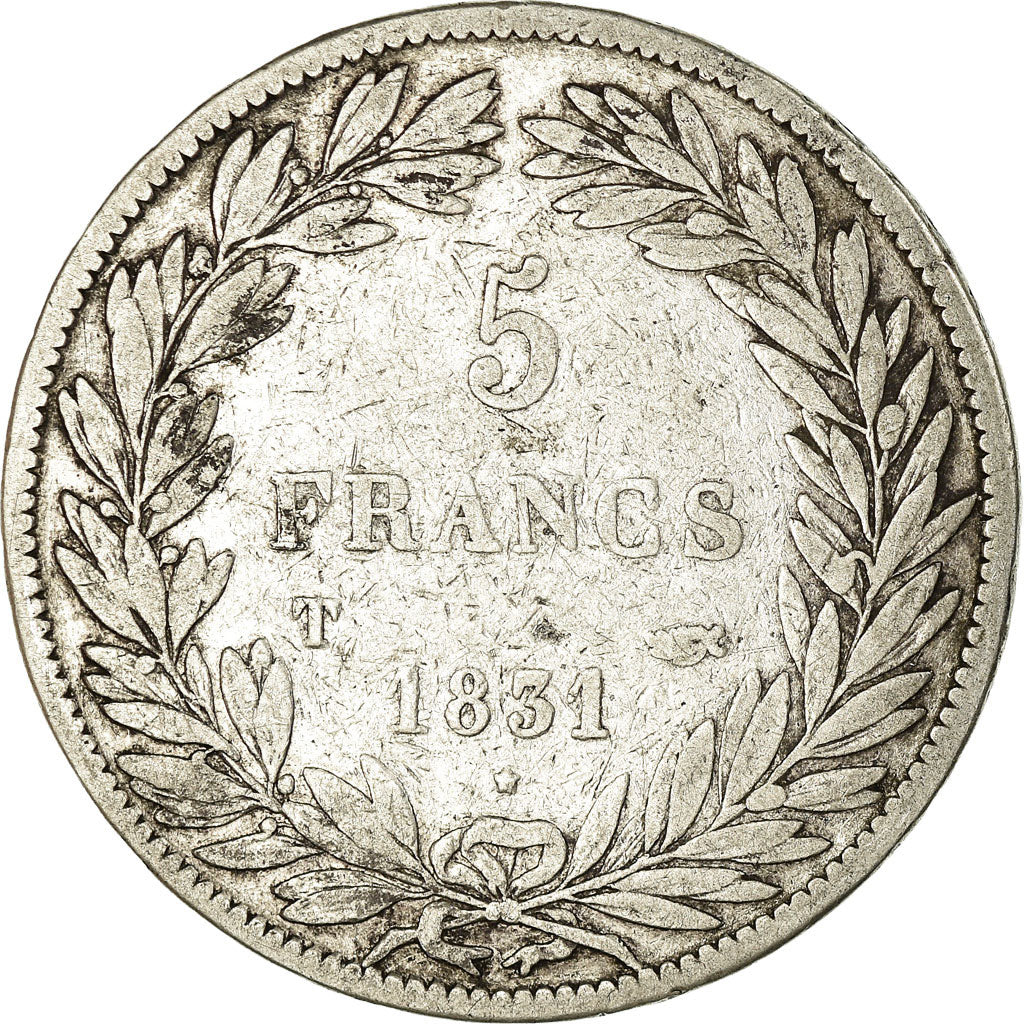 Coin, France, Louis-Philippe, 5 Francs, 1831, Nantes, VF(20-25), Silver