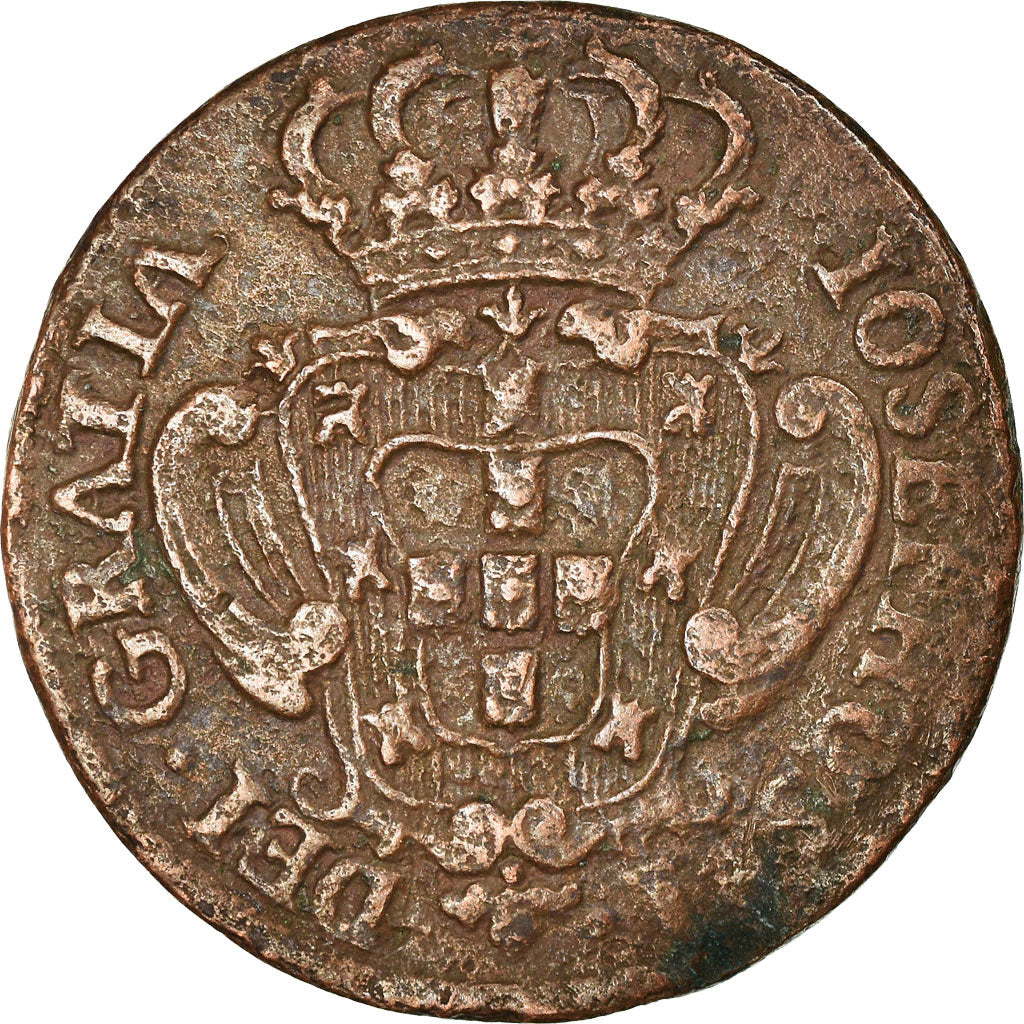 Moneta, Portogallo, Jose I, 10 Reis, X; 1/2 Vinten, 1752, Lisbon, MB+, Rame