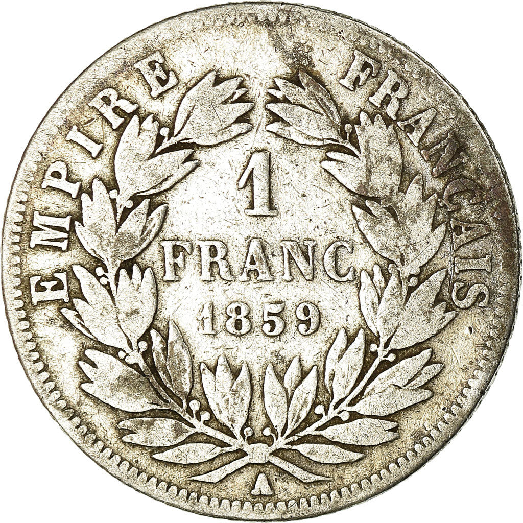 Monnaie, France, Napoleon III, Franc, 1859, Paris, B+, Argent, Gadoury:460
