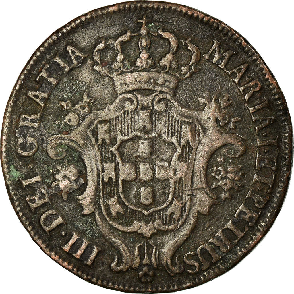 Moneta, Portogallo, Maria I and Pedro III, 10 Reis, X; 1/2 Vinten, 1777, Lisbon