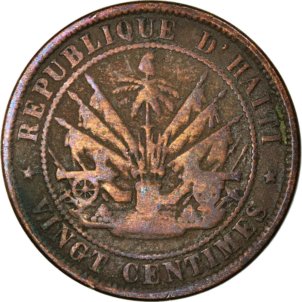 Coin, Haiti, 20 Centimes, 1863, F(12-15), Bronze, KM:41