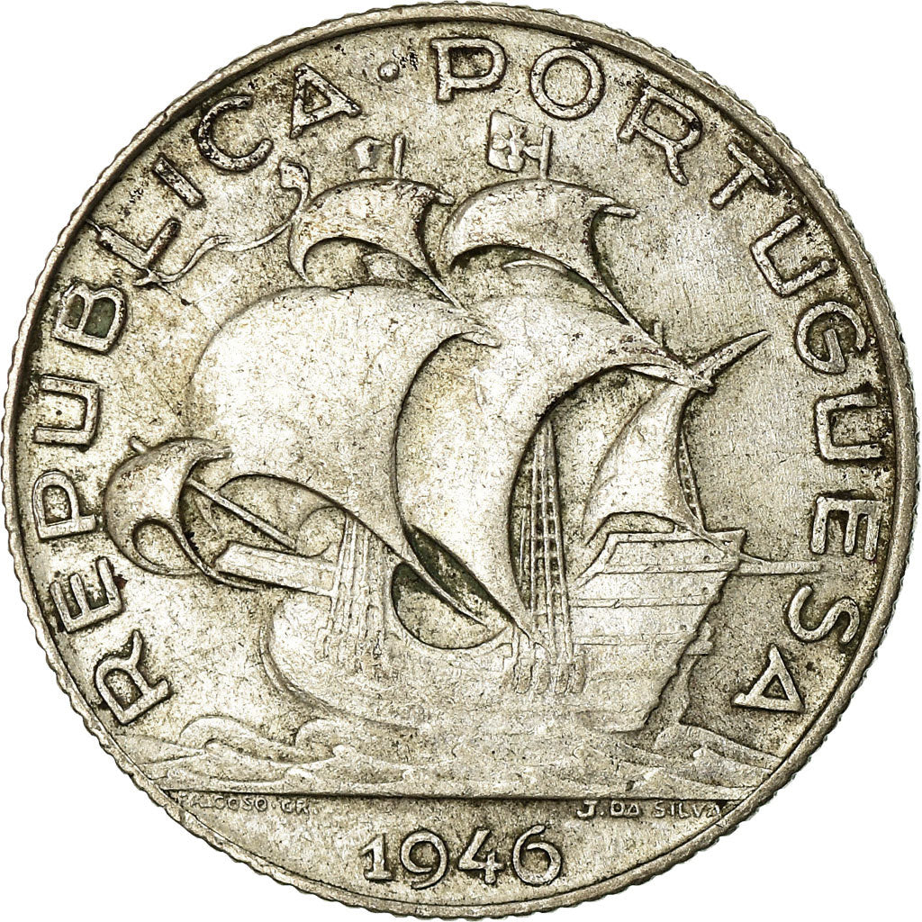 Coin, Portugal, 2-1/2 Escudos, 1946, AU(50-53), Silver, KM:580