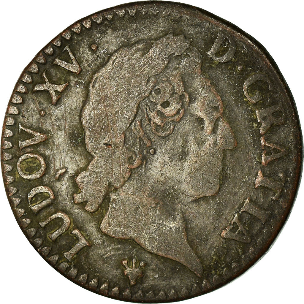 Moneta, Francia, Louis XV, 1/2 Sol à la vieille tête, 1769, Reims, B+, Rame