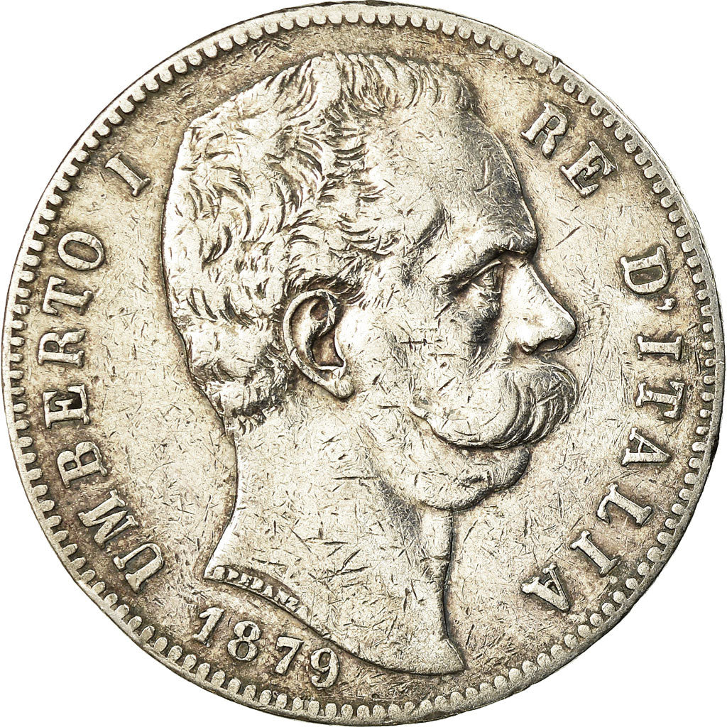 Moneta, Italia, Umberto I, 5 Lire, 1879, Rome, MB, Argento, KM:20