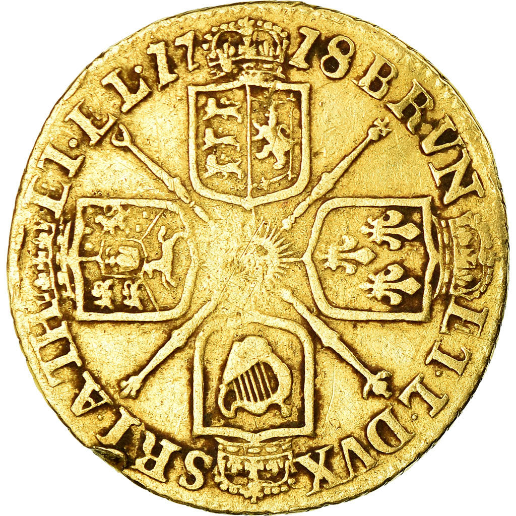 Coin, Great Britain, George I, 1/2 Guinea, 1718, VF(20-25), Gold, KM:541.1