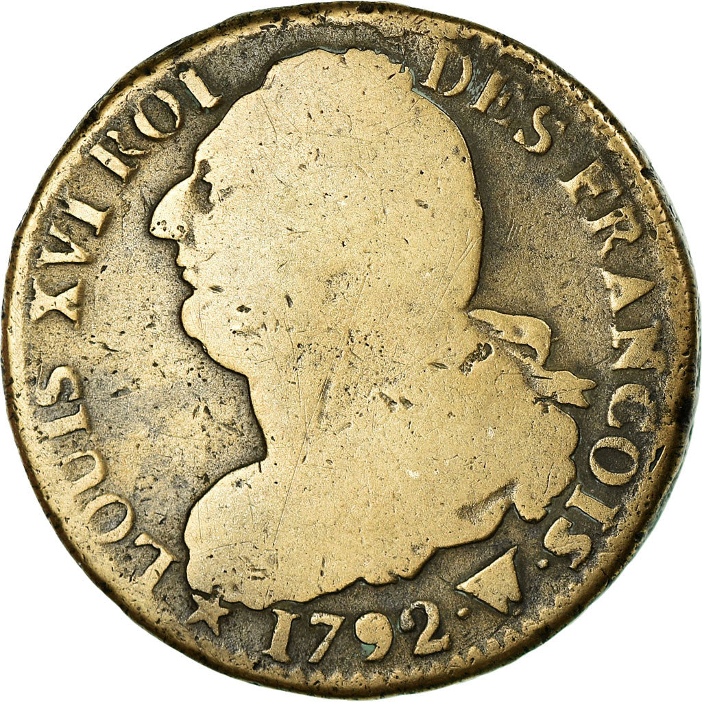 Monnaie, France, Louis XVI, 2 Sols, 1792, Arras, B, Bronze, Gadoury:25