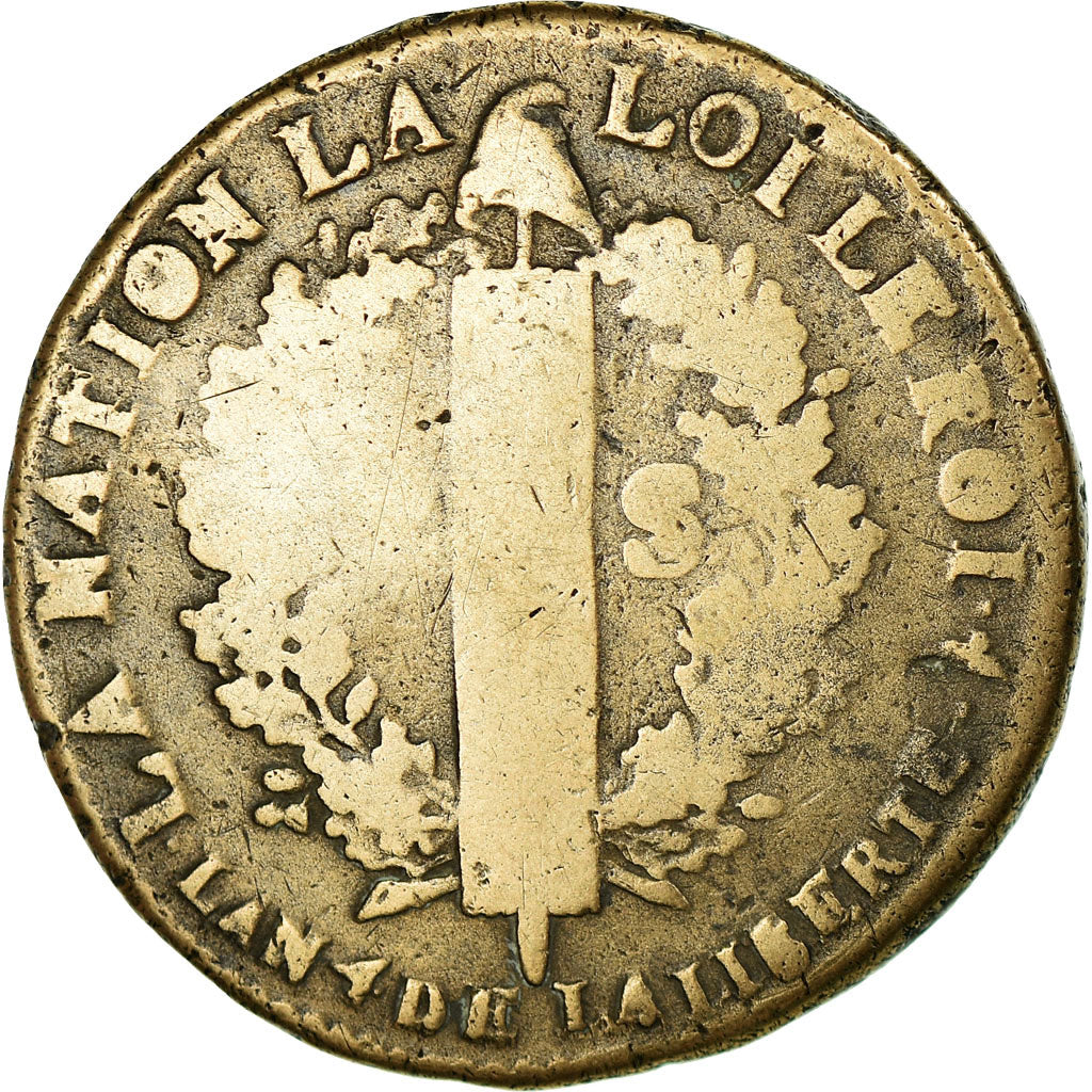 Monnaie, France, Louis XVI, 2 Sols, 1792, Arras, B, Bronze, Gadoury:25