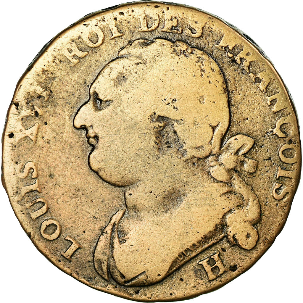 Moneta, Francia, Louis XVI, 12 Deniers, 1792, La Rochelle, B+, Bronzo, KM:600.6
