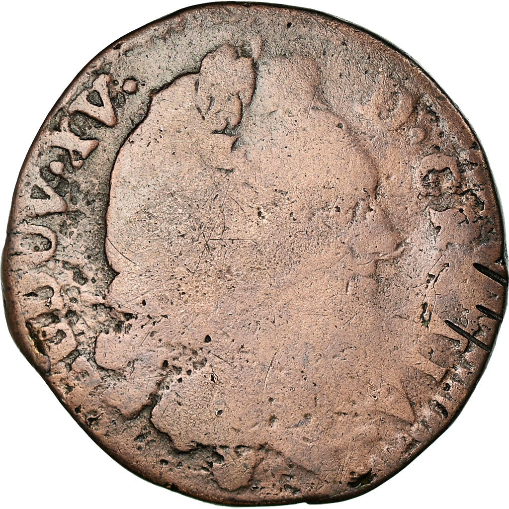 Coin, France, Louis XV, Sol d'Aix, 1773, Aix-en-Provence, VG(8-10), Copper