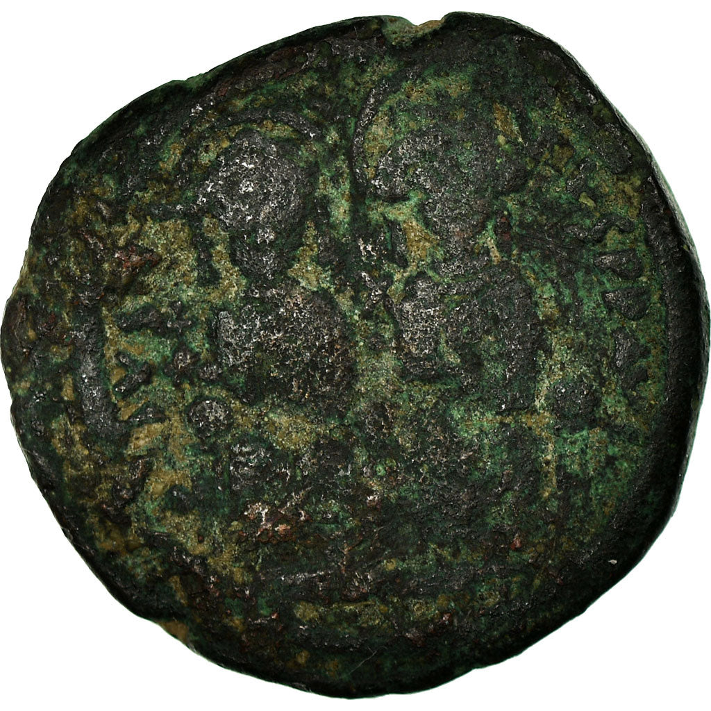 Munten, Justinus II, Follis, 566-567, Nicomedia, ZG+, Koper, Sear:369