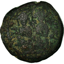 Munten, Justinus II, Follis, 566-567, Nicomedia, ZG+, Koper, Sear:369