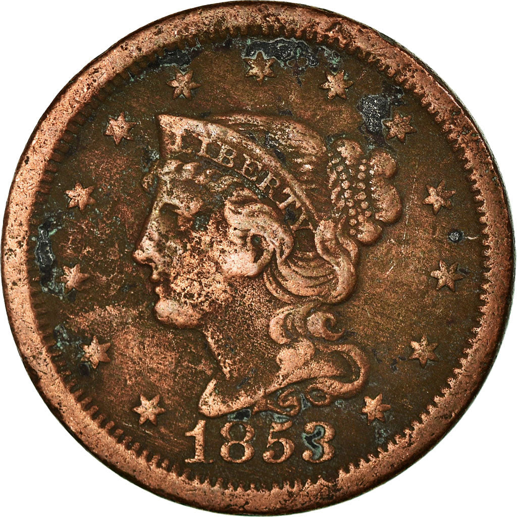 Munten, Verenigde Staten, Braided Hair Cent, Cent, 1853, U.S. Mint