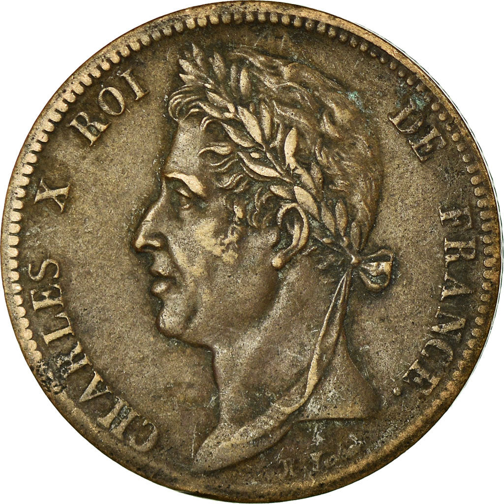 Coin, FRENCH COLONIES, Charles X, 5 Centimes, 1828, Paris, EF(40-45), Bronze