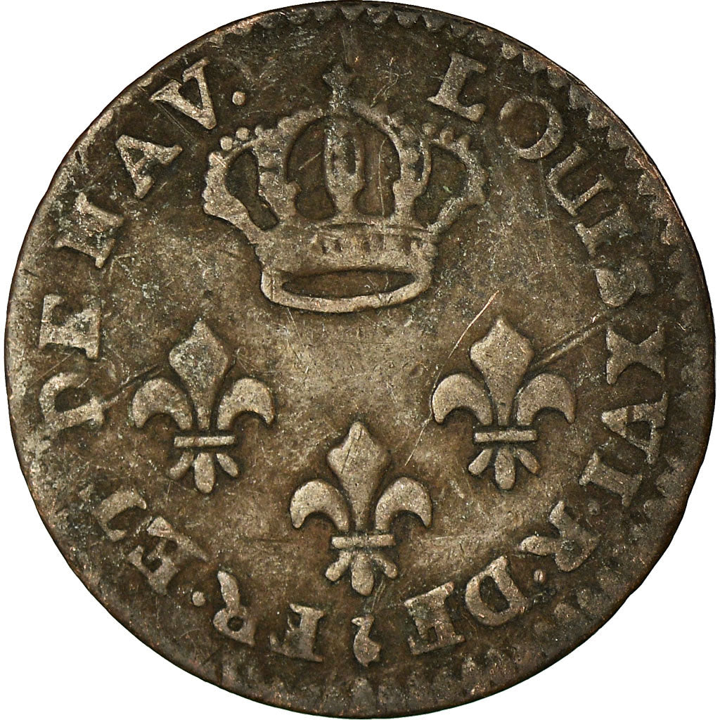 Moneta, Guinea francese, Louis XVI, 2 Sous, 1789, Paris, MB+, Biglione, KM:1
