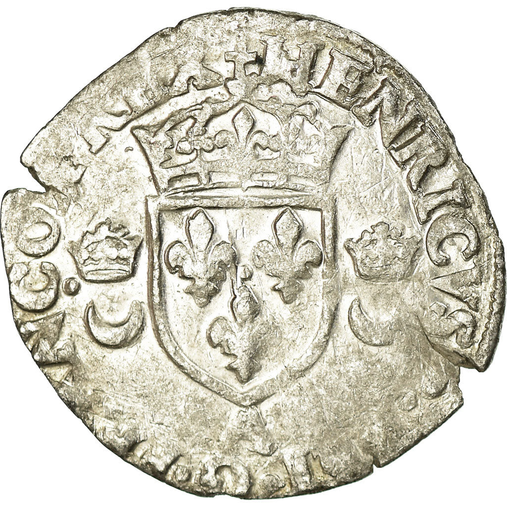 Moneda, Francia, Henri II, Douzain aux croissants, 1550, Paris, BC+, Vellón
