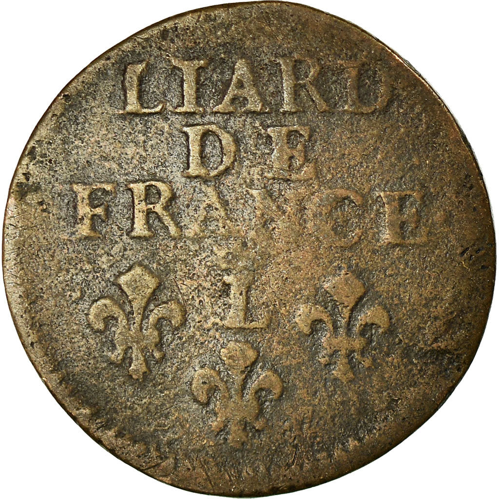 Moeda, França, Louis XIV, Liard de France, 1694, Lille, F(12-15), Cobre