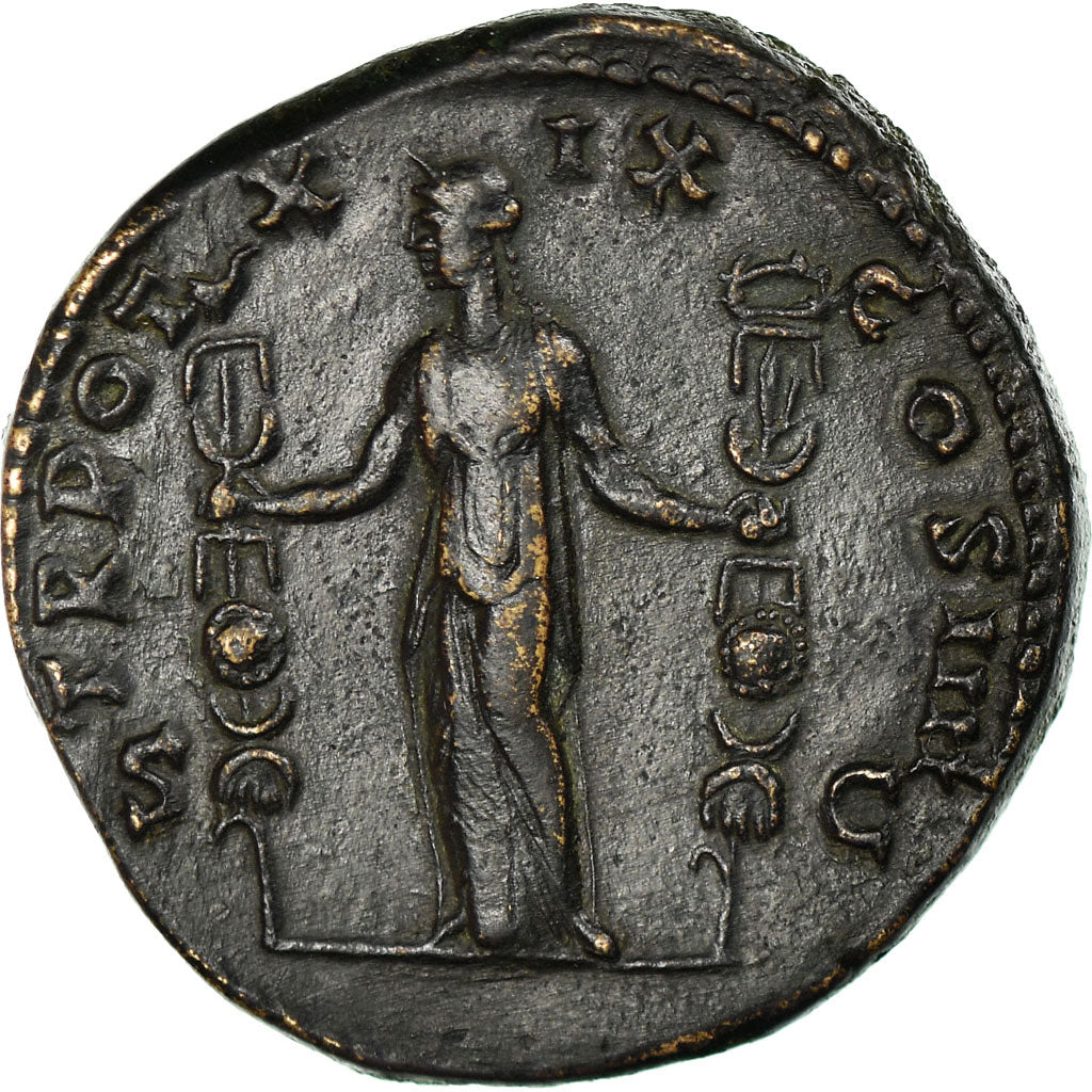 Coin, Antoninus Pius, Sestertius, 155-156, Rome, EF(40-45), Bronze, RIC:943a